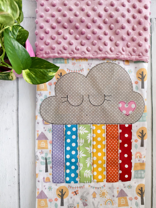 Copertina in cotone e minky pile - Arcobaleno
