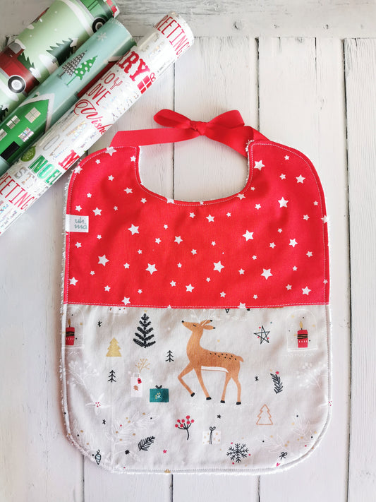Bavaglino natalizio personalizzabile - stelline e renna
