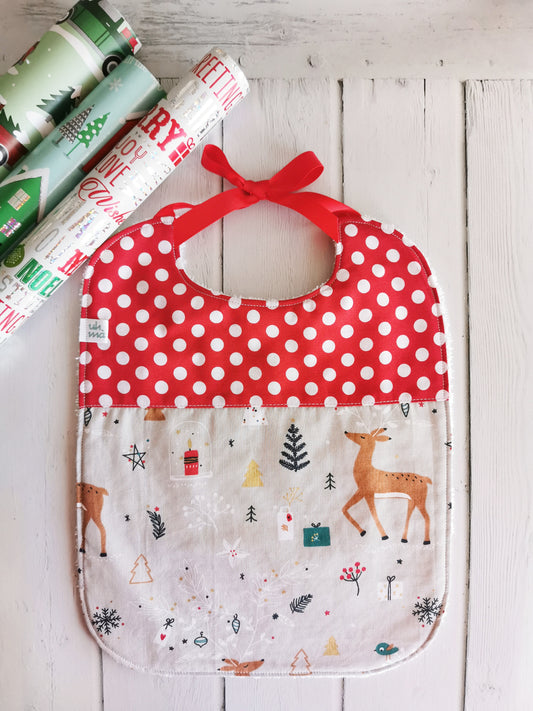Bavaglino natalizio personalizzabile - pois e renna