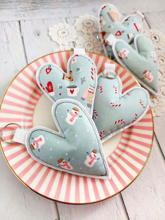 Portachiavi cuore - Celeste polvere