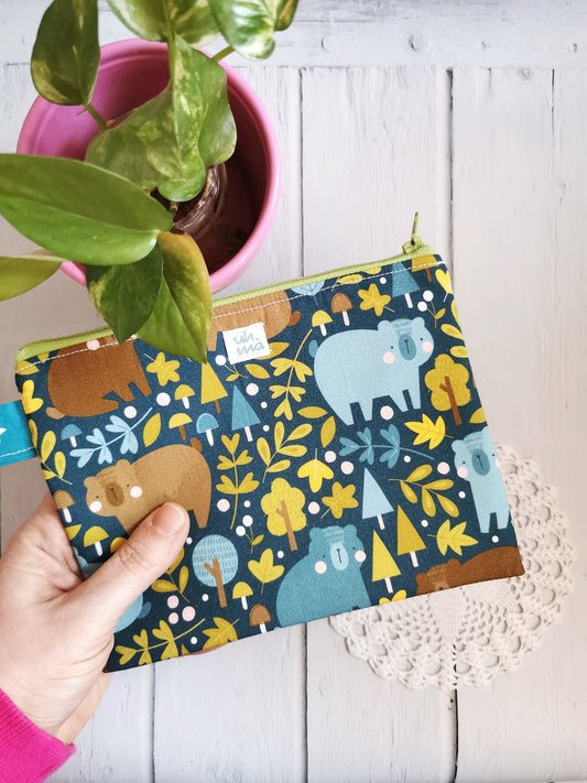 Bustina in tessuto con cerniera - orsi 15x20cm