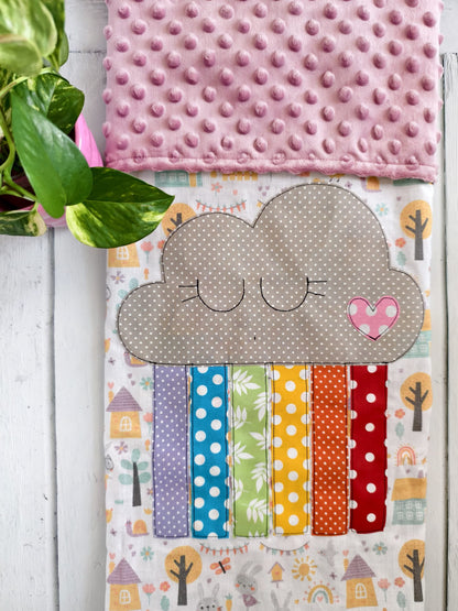 Copertina in cotone e minky pile - Arcobaleno