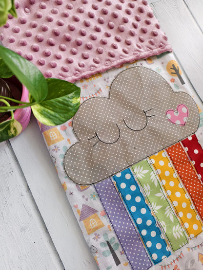 Copertina in cotone e minky pile - Arcobaleno