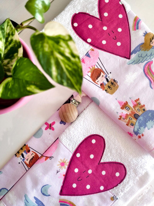 Set asciugamani e clip - cuore