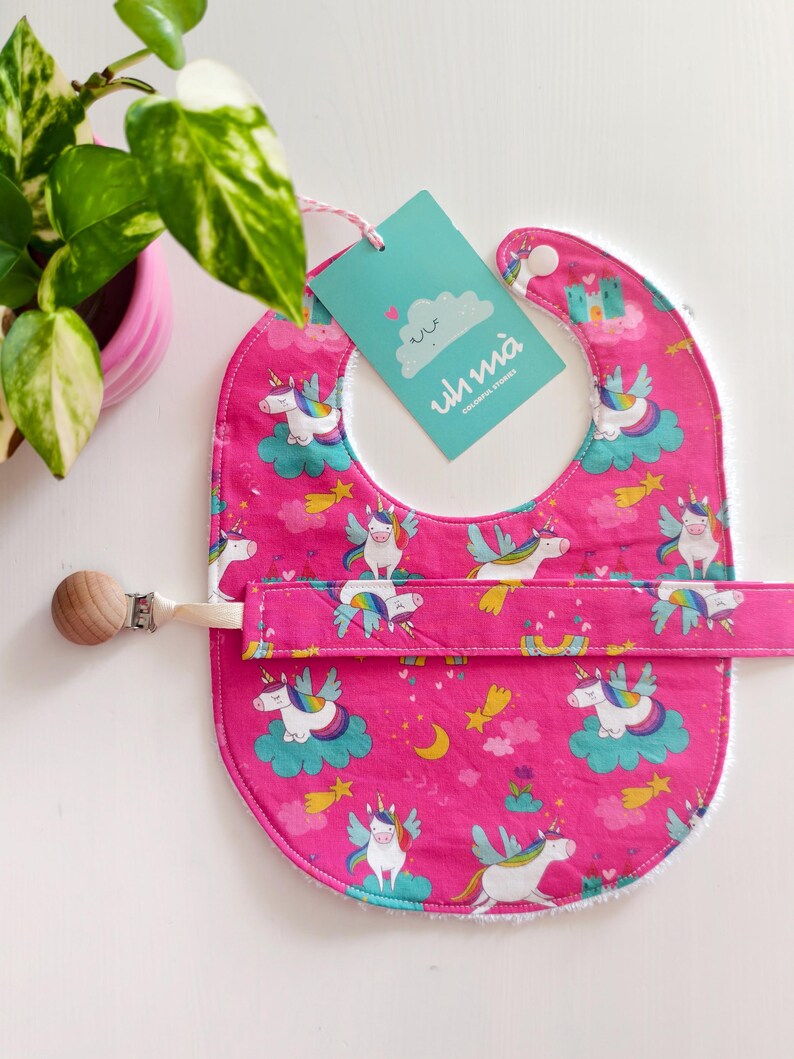 Set bavaglino e clip - unicorni