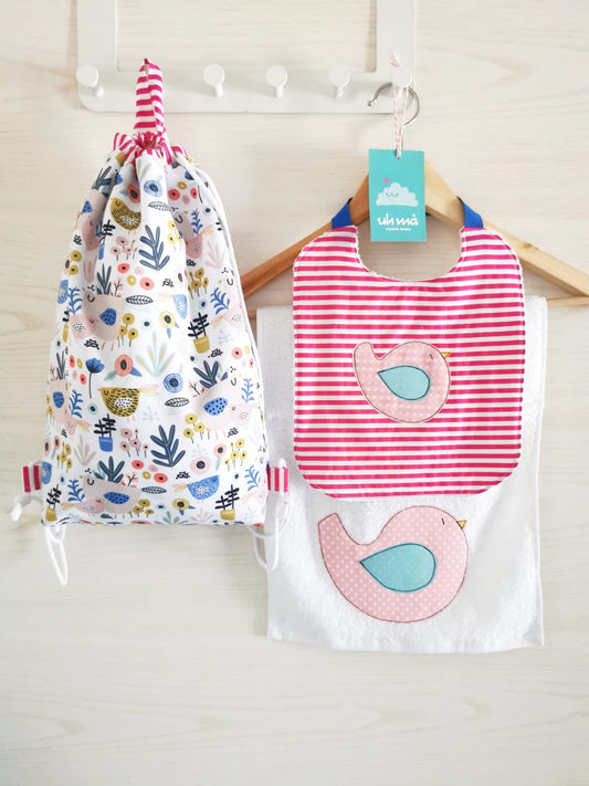 Set asilo personalizzato - Uccellino rosa